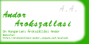 andor arokszallasi business card